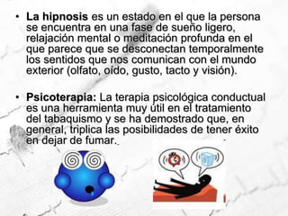 En SangreEsta prueba mide la cantidad de cotinina en el cuerpoDetecta el uso o la exposición al tabacoValores en fumadores:		16ng/ml – 145ng/mlValores en no fumadores:		1ng/ml – 8ng/ml.