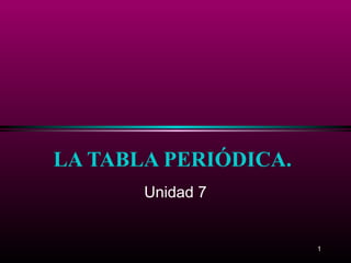 1
LA TABLA PERIÓDICA.
Unidad 7
 