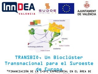 TRANSBIO, Un Bioclúster
Transnacional para el Suroeste
de Europa“FINANCIACIÓN DE LA I+D+I EMPRESARIAL EN EL ÁREA DE
 