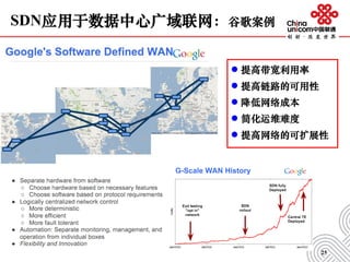 25
SDN应用于数据中心广域联网：谷歌案例
 提高带宽利用率
 提高链路的可用性
 降低网络成本
 简化运维难度
 提高网络的可扩展性
 