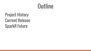 Outline
Project History
Current Release
SparkR Future
 