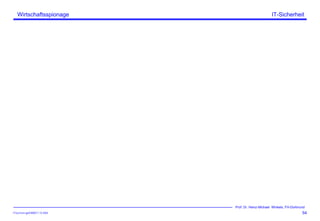 ITSecForm.ppt/HMW/11.10.2004
Wirtschaftsspionage
54
Prof. Dr. Heinz-Michael Winkels, FH-Dortmund
IT-Sicherheit
 