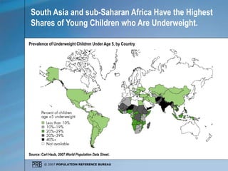 © 2007 POPULATION REFERENCE BUREAU
South Asia and sub-Saharan Africa Have the Highest
Shares of Young Children who Are Und...