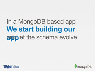 In a MongoDB based app
We start building our
appand let the schema evolve
 