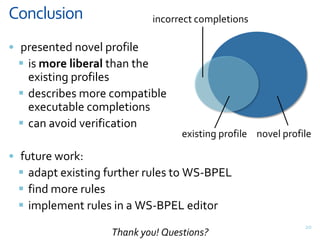 Anti-Rule: Reordering (cont.)17Anti-Rule: A sequence of sending and receiving activities MUST NOT be reordered.✗<invoke "a"/><receive "b"/>✗<receive "b"/><invoke "a"/><onMessage"a"/><onAlarm><pick>✗<invoke "c"/><invoke "b"/>✓<receive "a"/>