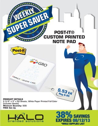 2" x 3" Post-it® Notes Notepads - 50 Sheet