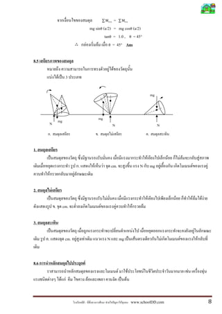 =
                                                               mg sinθ (a/2) = mg cosθ (a/2)
                                                                        tanθ = 1.0 , θ = 45°
                                                             F      F      θ = 45° Ans



8.5
                                                                                         F F
                          F       F     3

                                                                                                                                                          mg




                                  mg                                 mg
          N                                                                                  N                                                                 N
                  .                                                  .                       F                                                        .


1.
                                                                                                                                              F                        F       FF                   F
                                                 .               F           F               cm.                                  N                       mg F                          F                        F
              F                              F

2.                    F
                                                                                 F                                                                F                        F            FF              FF
                              .        cm.                               F                       F                    F               F

3.
                                                                                                                          F                                                                 F
      .                                 cm. F        F                                   N               mg                   F                                    F           F                F



8.6                                                      F
                                                                                                     F            F                       F                                         F                        F
          F                           F F                    F                                                F


                                                                                     F                    F           www.schoolDD.com                                                                               8
 