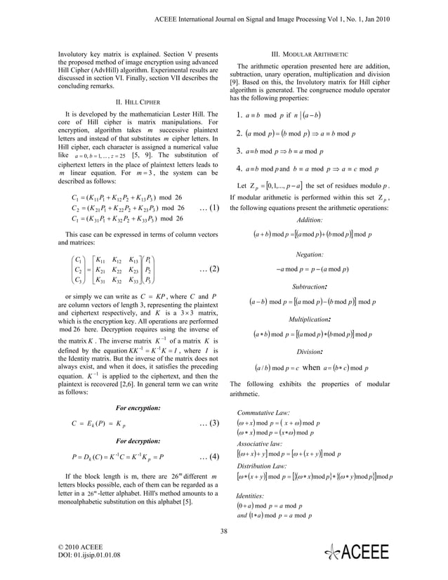 Image Encryption Using Advanced Hill Cipher Algorithm | PDF