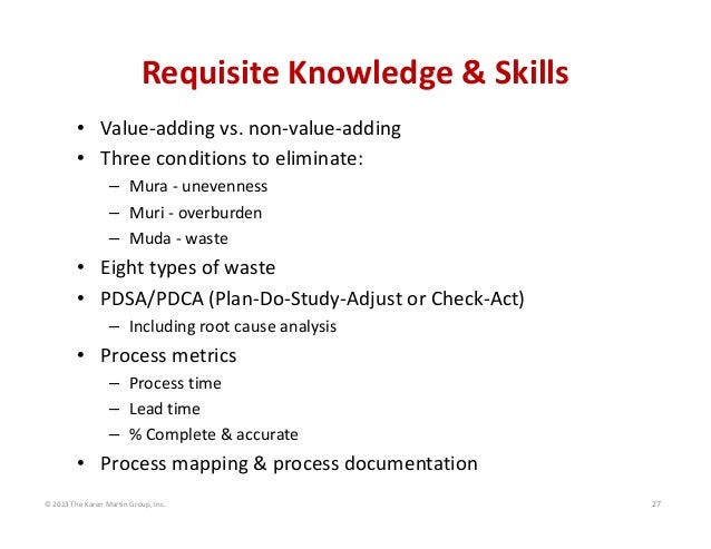 13 The Karen Martin Group Inc 27 Requisite Knowledge Skills 13 The Karen Martin Group Inc 27 Requisite Knowledge Skills
