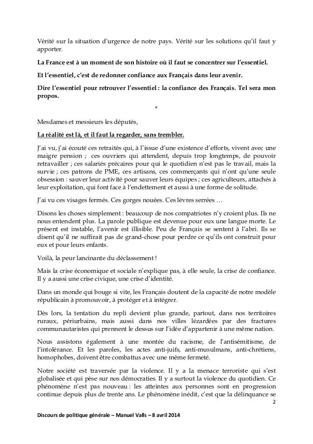 discours de politique generale du premier ministre manuel valls
