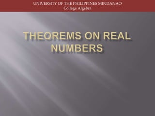UNIVERSITY OF THE PHILIPPINES MINDANAO
College Algebra
 