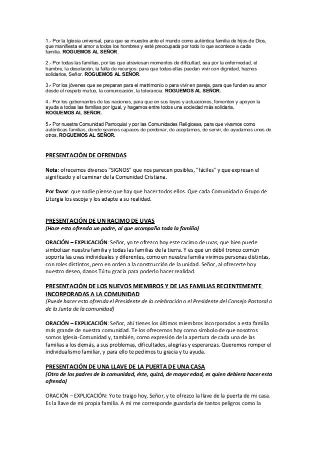 Guion Sin Canciones De La Festividad De Sagrada Familia Ciclo C Dia