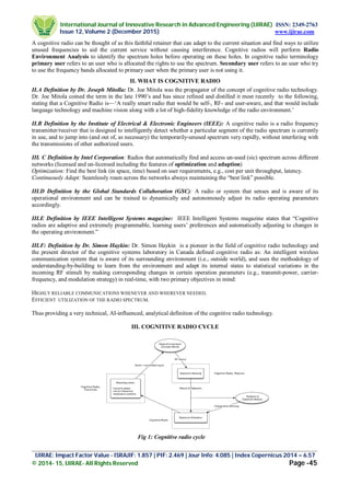 Cognitive Radio Networks: a comprehensive study on scope and ...