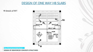 Details of RFT
DESIGN OF ONE WAY HB SLABS
 