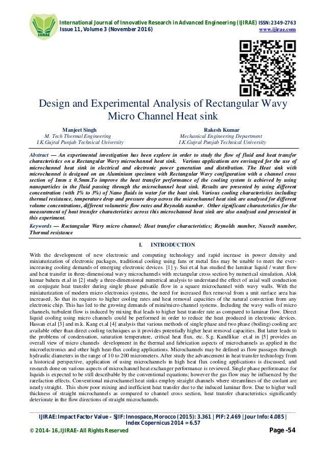 Design And Experimental Analysis Of Rectangular Wavy Micro