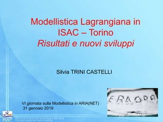 Modellistica Lagrangiana in
ISAC – Torino
Risultati e nuovi sviluppi
Silvia TRINI CASTELLI
VI giornata sulla Modellistica in ARIA(NET)
31 gennaio 2019
 