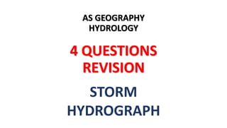AS GEOGRAPHY
HYDROLOGY
4 QUESTIONS
REVISION
STORM
HYDROGRAPH
 