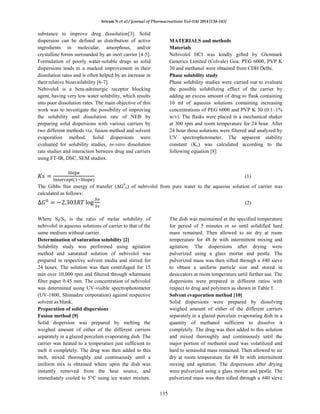 SOLUBILITY ENHANCEMENT OF NEBIVOLOL BY SOLID DISPERSION TECHNIQUE | PDF