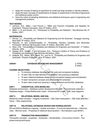 Sept 6 2021 BTech Artificial Intelligence and Data Science curriculum | PDF