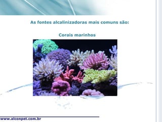 As fontes alcalinizadoras mais comuns são:


            Corais marinhos
 