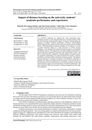 Impact of distance learning on the university students’ academic ...
