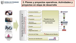 2. Planes y proyectos operativos. Actividades y
proyectos en etapa de desarrollo
 