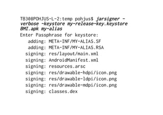 Android Publishing Key Android Security, Signing and Publishing | PDF