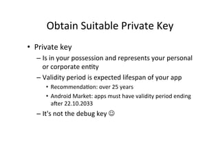 Android Publishing Key Android Security, Signing and Publishing | PDF