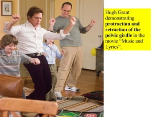 Hugh Grant demonstrating  protraction and retraction of the pelvic girdle  in the movie “Music and Lyrics”. 