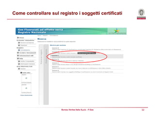 32Bureau Veritas Italia S.p.A. - F-Gas
Come controllare sul registro i soggetti certificati
 