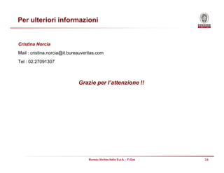 34Bureau Veritas Italia S.p.A. - F-Gas
Per ulteriori informazioni
Cristina Norcia
Mail : cristina.norcia@it.bureauveritas.com
Tel : 02.27091307
Grazie per l’attenzione !!
 