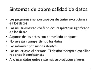 Datos Inconsistentes Calidad de los Datos - analisis de datos | PDF