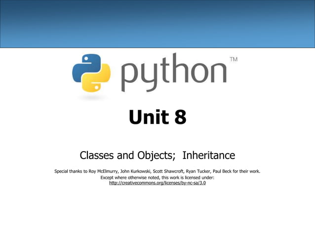 Python - Classes and Objects, Inheritance | PPT | Free Download