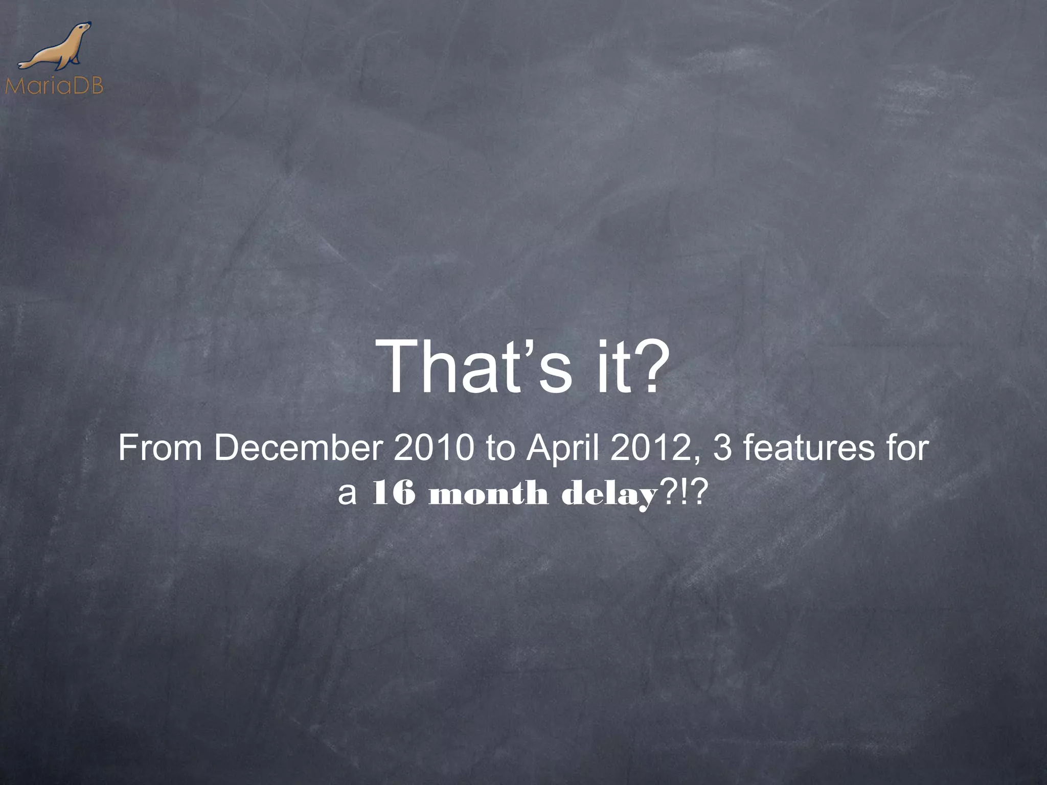 That’s it? From December 2010 to April 2012, 3 features for a 16 month delay?!? 