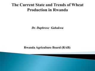 Dr. Daphrose Gahakwa




Rwanda Agriculture Board (RAB)
 