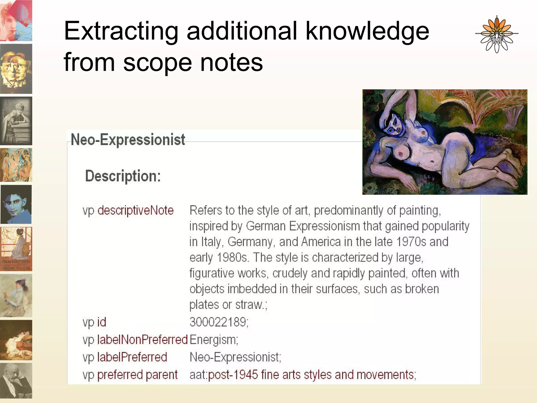 Extracting additional knowledge
from scope notes
 