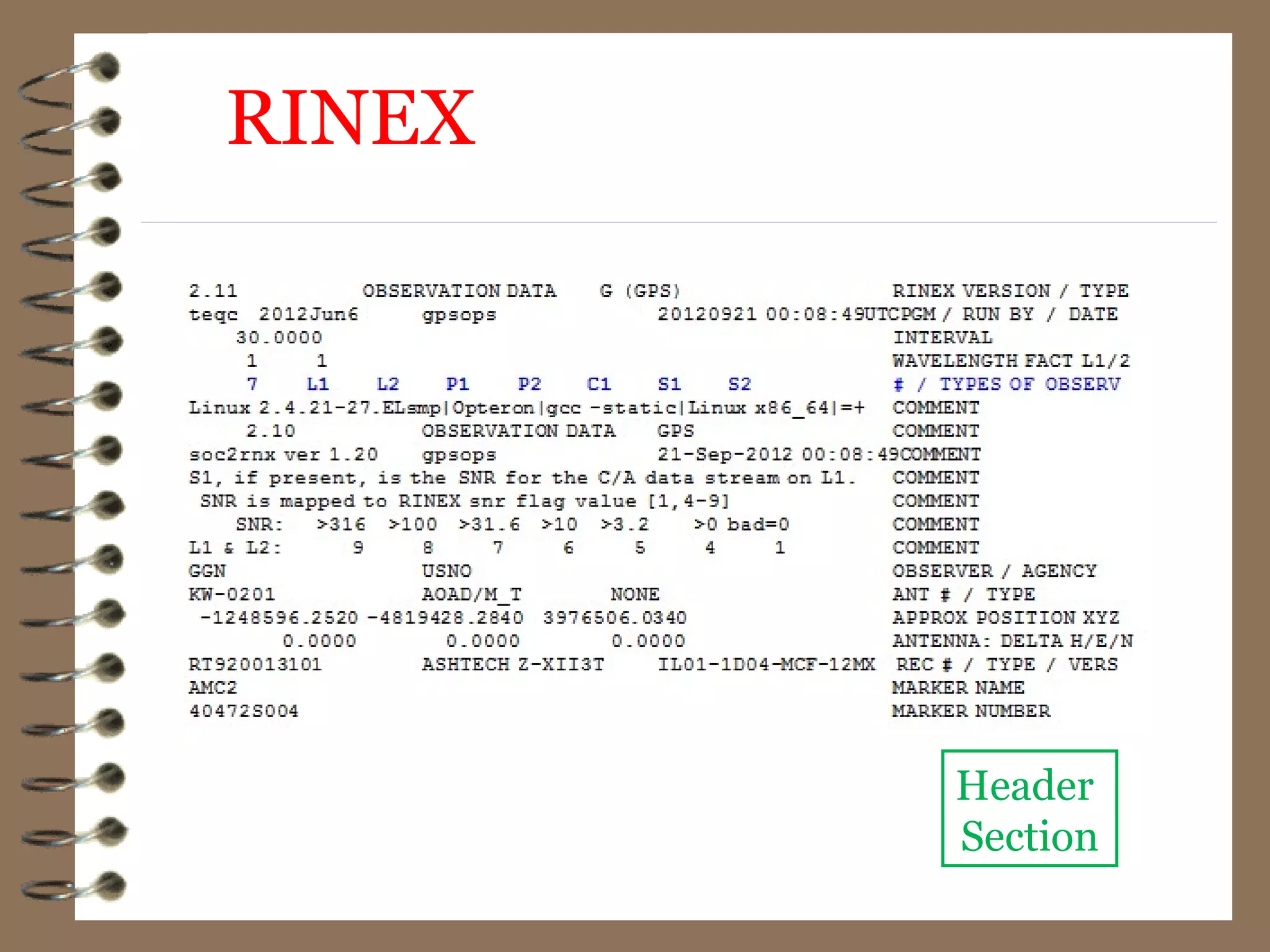 Header
Section
RINEX
 