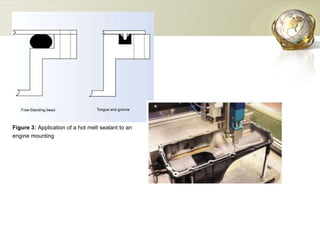 Figure 3:  Application of a hot melt sealant to an engine mounting   