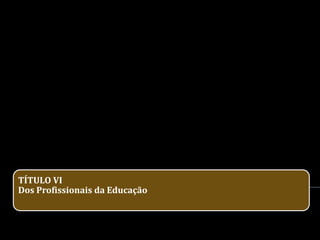 TÍTULO VI
Dos Profissionais da Educação
 