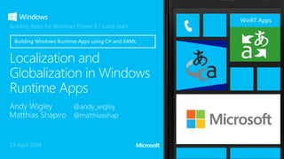 WinRT Apps
29 April 2014
Building Apps for Windows Phone 8.1 Jump Start
 