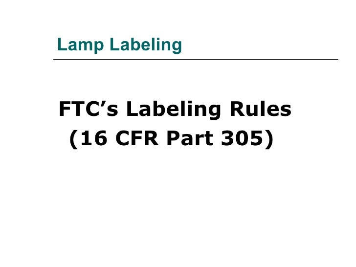 FTC Lamp Labeling Requirements