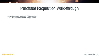 #FUELGOOD18
Purchase Requisition Walk-through
• From request to approval
 