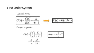 First-Order System
General form:
Output response:
 