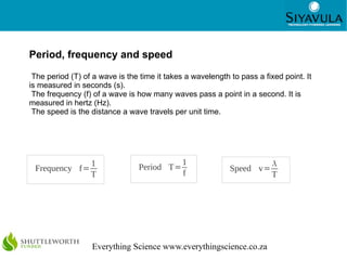 Amplitude The amplitude (A) is the maximum distance from equilibrium position to a crest (or trough), or the maximum displacement of a particle in a wave from its position of rest. The amplitude is measured in metres (m).