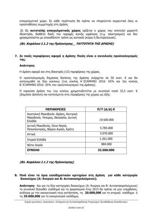 Αρ. Εντύπου: Ε.Ι.1_1/6 Σελίδα 3 από 4
18. Την Σύσταση 2003/361/ΕΚ της Επιτροπής της 6ης Μαΐου 2003, σχετικά με τον ορισμό
των πολύ μικρών, των μικρών και των μεσαίων επιχειρήσεων [Επίσημη Εφημερίδα L
124 της 20.05.2003].
19. Την Υ.Α. με Α.Π. 3357/ΕΥΣ/1338/27.01.2011 «Στοιχεία συστήματος για τον έλεγχο
σώρευσης κρατικών ενισχύσεων», όπως ισχύει.
20. Το με Α.Π. 12078/ΕΥΘΥ/1150/25.11.2015 έγγραφο της ΕΥΘΥ με θέμα: «Περιγραφή του
Συστήματος Διαχείρισης και Ελέγχου για τα ΕΠ του ΕΣΠΑ 2014-2020 που
χρηματοδοτούνται από το ΕΤΠΑ, το ΕΚΤ και το ΤΣ στο πλαίσιο του Στόχου: Επενδύσεις
στην Ανάπτυξη και την Απασχόληση».
21. Το με Α. Π. 4843/119432/03.11.215 έγγραφο της Γενικής Γραμματείας Αγροτικής
Πολιτικής και Διαχείρισης Κοινοτικών Πόρων με θέμα: «Κριτήριο Διαχωρισμού».
22. Την με Α.Π. 126829/ΕΥΘΥ 1217/8.12.2015 Κοινή Απόφαση των Υπουργών
Οικονομικών και Οικονομίας, Ανάπτυξης και Τουρισμού «Σύστημα δημοσιονομικών
διορθώσεων και διαδικασίες ανάκτησης αχρεωστήτως ή παρανόμως καταβληθέντων
ποσών από πόρους του Κρατικού Προϋπολογισμού για την υλοποίηση Προγραμμάτων
συγχρηματοδοτούμενων στο πλαίσιο του ΕΣΠΑ 2014-2020, σύμφωνα με το άρθρο 22
του Ν. 4314/2014» (ΦΕΚ 2784/Β/21.12.2015).
23. Την από 25.6.2015 απόφαση της 1ης συνεδρίασης της Επιτροπής Παρακολούθησης του
Ε.Π. «Ανταγωνιστικότητα, Επιχειρηματικότητα και Καινοτομία», με την οποία εγκρίθηκε η
εξειδίκευση του ΕΠ, και ειδικότερα η εξειδίκευση της Δράσης «Ενίσχυση της
Αυτοαπασχόλησης Πτυχιούχων Τριτοβάθμιας Εκπαίδευσης»
24. Την με Α.Π. 594/103/Α1/8.2.2016 Απόφαση της Επιτροπής Παρακολούθησης του Ε.Π.
«Ανταγωνιστικότητα, Επιχειρηματικότητα και Καινοτομία», με την οποία εγκρίθηκαν η
μεθοδολογία και τα κριτήρια επιλογής των επιχειρηματικών σχεδίων στο πλαίσιο της
Δράσης «Ενίσχυση της Αυτοαπασχόλησης Πτυχιούχων Τριτοβάθμιας Εκπαίδευσης».
25. Την με Α.Π. 668/148/Α2/11.02.2016 Απόφαση με θέμα: Πρόσκληση υποβολής αιτήσεων
χρηματοδότησης επιχειρηματικών σχεδίων στη Δράση «Ενίσχυση της
Αυτοαπασχόλησης Πτυχιούχων Τριτοβάθμιας Εκπαίδευσης» του ΕΠ
«Ανταγωνιστικότητα, Επιχειρηματικότητα και Καινοτομία (ΕΠΑνΕΚ)», ΕΣΠΑ 2014 –
2020.
26. Την με Α.Π. 1170/290/Α2/08.03.2016 Απόφαση με θέμα: Πρώτη (1η) τροποποίηση της
Πρόσκλησης υποβολής αιτήσεων χρηματοδότησης επιχειρηματικών σχεδίων στη Δράση
«Ενίσχυση της Αυτοαπασχόλησης Πτυχιούχων Τριτοβάθμιας Εκπαίδευσης» του ΕΠ
«Ανταγωνιστικότητα, Επιχειρηματικότητα και Καινοτομία (ΕΠΑνΕΚ)», ΕΣΠΑ 2014 –
2020.
27. Την με Α.Π. 1898/483/Α2/13.04.2016 Απόφαση με θέμα: Δεύτερη (2η) τροποποίηση και
παράταση της Πρόσκλησης υποβολής αιτήσεων χρηματοδότησης επιχειρηματικών
σχεδίων στη Δράση «Ενίσχυση της Αυτοαπασχόλησης Πτυχιούχων Τριτοβάθμιας
Εκπαίδευσης» του ΕΠ «Ανταγωνιστικότητα, Επιχειρηματικότητα και Καινοτομία
(ΕΠΑνΕΚ)», ΕΣΠΑ 2014 – 2020.
28. Την με Α.Π. 2335/613/Α2/09.05.2016 Απόφαση με θέμα: Αύξηση προϋπολογισμού της
Δράσης «Ενίσχυση της Αυτοαπασχόλησης Πτυχιούχων Τριτοβάθμιας Εκπαίδευσης» του
Ε.Π. «Ανταγωνιστικότητα, Επιχειρηματικότητα και Καινοτομία (ΕΠΑνΕΚ)», ΕΣΠΑ 2014 –
2020 - Τρίτη (3η) τροποποίηση της Πρόσκλησης υποβολής αιτήσεων χρηματοδότησης
επιχειρηματικών σχεδίων στη Δράση
29. Το από 16.03.2016 αρχείο των Συχνών Ερωτήσεων – Απαντήσεων της Δράσης
«Ενίσχυση της Αυτοαπασχόλησης Πτυχιούχων Τριτοβάθμιας Εκπαίδευσης» που είναι
αναρτημένο στην ιστοσελίδα του Προγράμματος.
ΑΔΑ: ΩΕΗ44653Ο7-Φ8Ψ
 