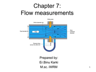 Chapter 7:
Flow measurements
Prepared by:
Er.Binu Karki
M.sc. iWRM 1
 