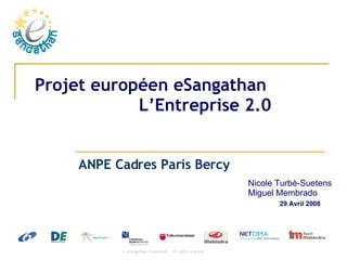 Projet européen eSangathan L’Entreprise 2.0 ANPE Cadres Paris Bercy Nicole Turbè-Suetens Miguel Membrado 