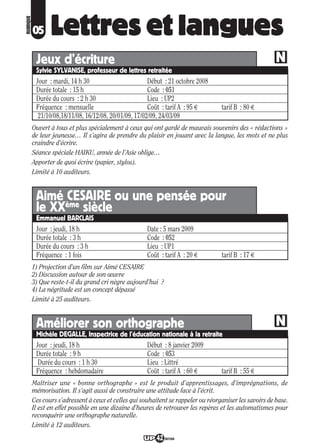 Programme UP Berry 2008/ 2009