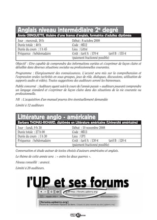 Programme UP Berry 2008/ 2009