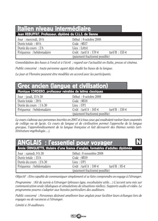 Programme UP Berry 2008/ 2009